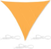 Relaxdays Schaduwdoek driehoek - met ringen - overkapping - zonnezeil - waterdicht - geel - 6 x 6 x 6 m