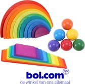 CRISPY | Regenboog Combinatie Set | Open Ended Play! | Montissori Speelstenen | Educatief Speelgoed | Ballen & Regenboog Planken | 3 SETS!!
