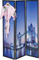 Relaxdays Paravent Londen - kamerscherm - 3-delig - scheidingswand - H 179 cm - inklapbaar
