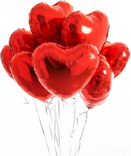 Hartjes Ballonnen Rood 5 Stuks -folie ballon hart -hartjes ballon rood -hartjes ballon rood folie -folie ballon hart | Folie Ballonnen set voor Valentijnsdag | Helium Ballon | Party Feest Ballonnen | Romantische Versiering - 45cm