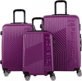 TRAVEL WORLD Set van 3 Koffers 55/65/75 cm Donkerpaars