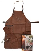 Hide & Stitches BBQ Essentials: Tablier en cuir + Mitaine + Pince Marron