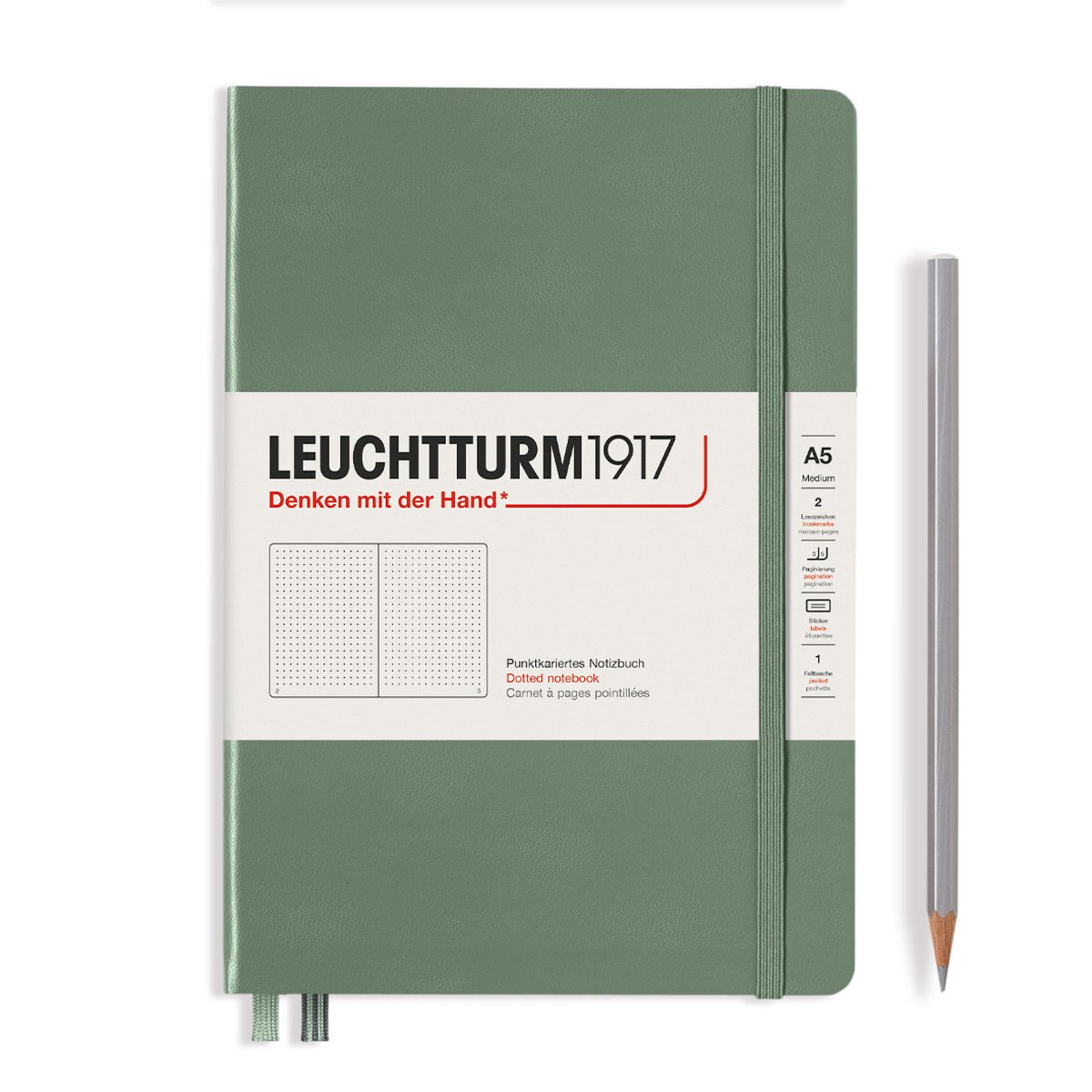 Leuchtturm1917 A5 Medium Notitieboek dotted Olive - Notebook - 4004117609381 - Megamoviestore