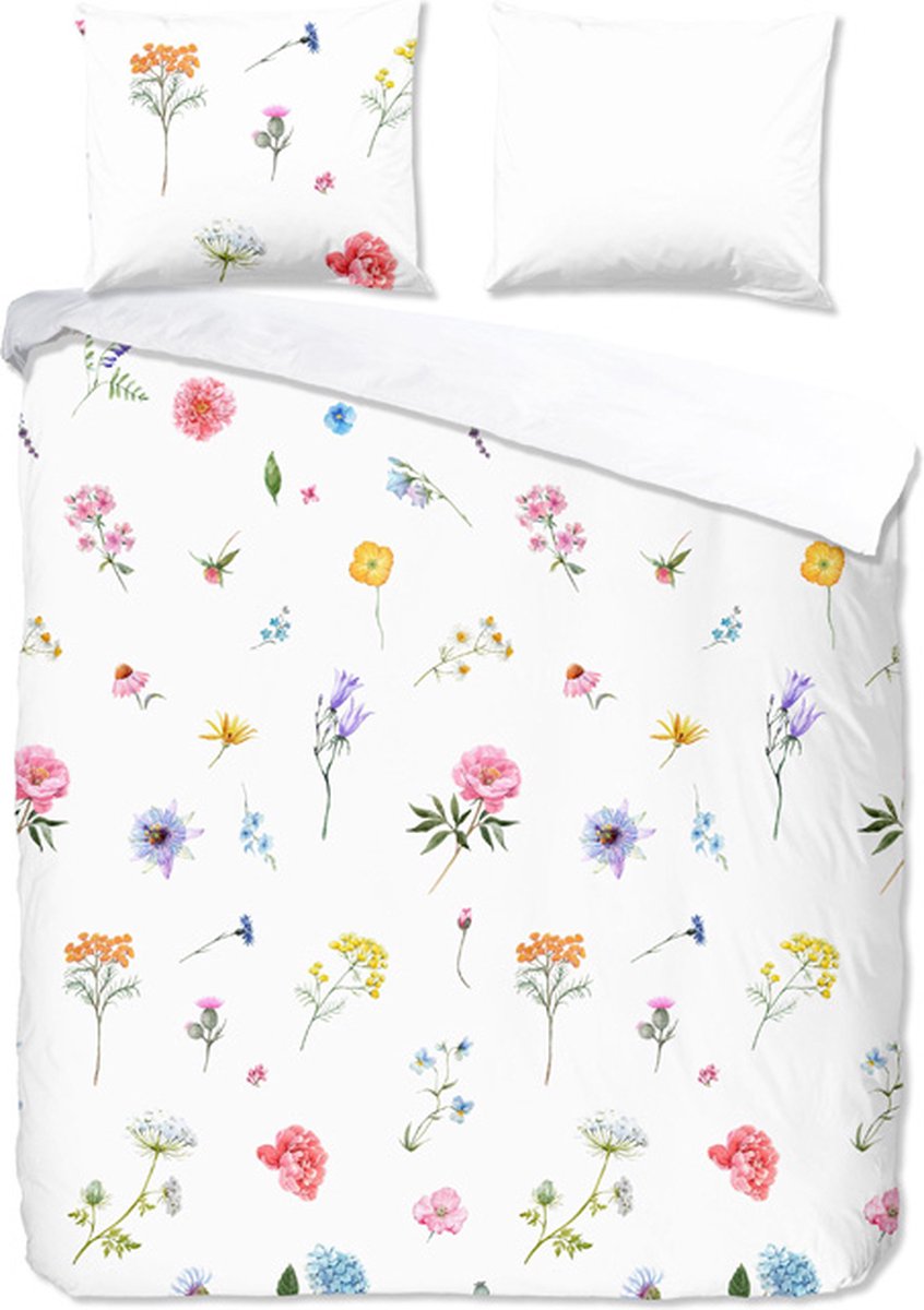 iSleep Fleur Dekbedovertrek (30320) - Katoen - Lits-jumeaux - 240x200/220 cm - Wit