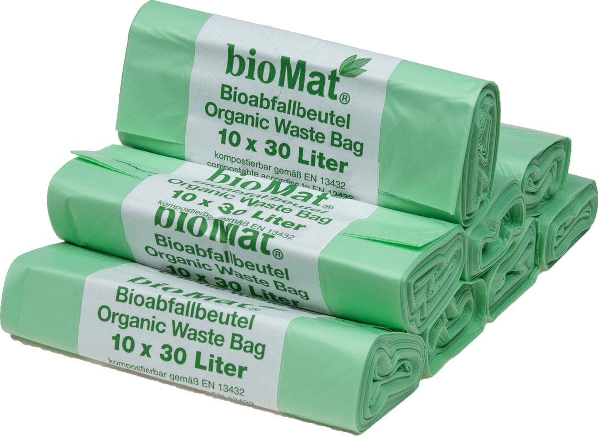 BioMat composteerbare vuilniszakken - 8 rollen -10 x 30 liter zakken - 80 zakken