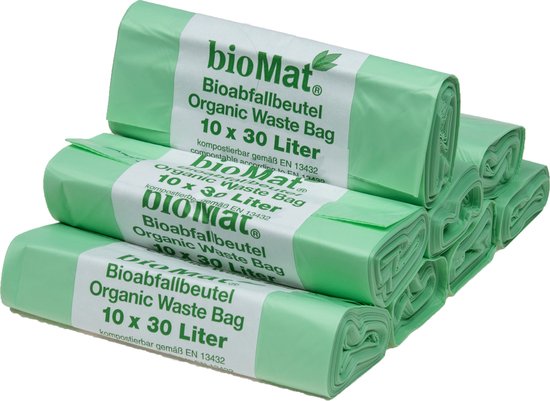 BioMat composteerbare vuilniszakken - 8 rollen -10 x 30 liter zakken - 80  zakken | bol.com