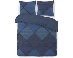 VISION Harold Dekbedovertrekset - 100% katoen: zacht en soepel - Lits-jumeaux - Dekbedovertrek 240 x 220 cm met 2 bijhorende slopen - Blauw - Oekotex gecertificeerd