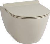 Ben Segno Hangtoilet - met Toiletbril - Xtra Glaze+ Free Flush - Mat Beige - WC Pot - Toiletpot - Hangend Toilet
