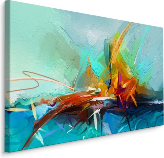 Schilderij - Abstracte Zeilboot (print op canvas) Premium Print