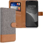 kwmobile telefoonhoesje voor Xiaomi Redmi 9C - Hoesje met pasjeshouder in lichtgrijs / bruin - Case met portemonnee
