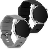 kwmobile 2x armband voor Huawei Watch GT 3 (46mm) - Bandjes voor fitnesstracker in zwart / grijs