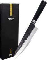 Shinrai Japan™ - Acier inoxydable martelé Black Series - Couteau de chef 20 cm - Couteau de chef - Couteaux de chef - Couteaux de Couteaux de chef japonais - Couteau damas - Livré dans un coffret cadeau de luxe