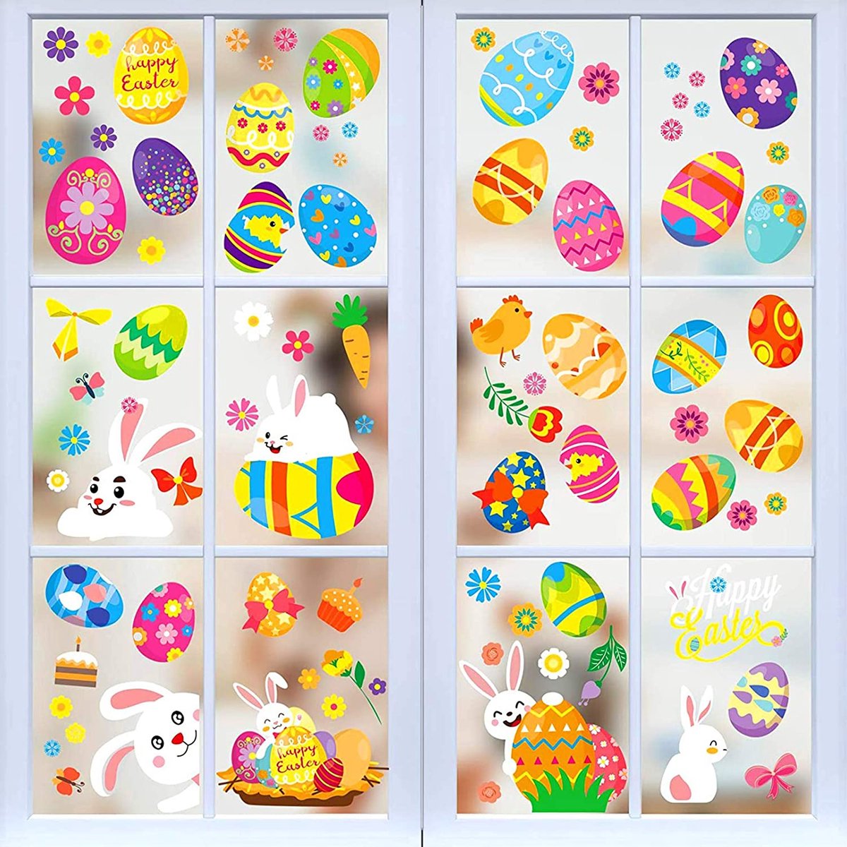 Leesgel Paasstickers voor kinderen, 24 stuks, paasstickers, eierdecoraties, haas, paaskuikens, voor jongens en meisjes, feestaccessoires voor de paasmand
