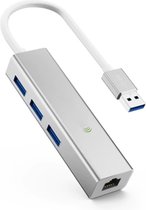 Dopero® Ethernet Adapter - USB Stekker - Netwerkpoort - 3 USB Poorten - Multi Oplader & Internet Aansluiting - Hi-speed - Laptop Accessoires - WiFi