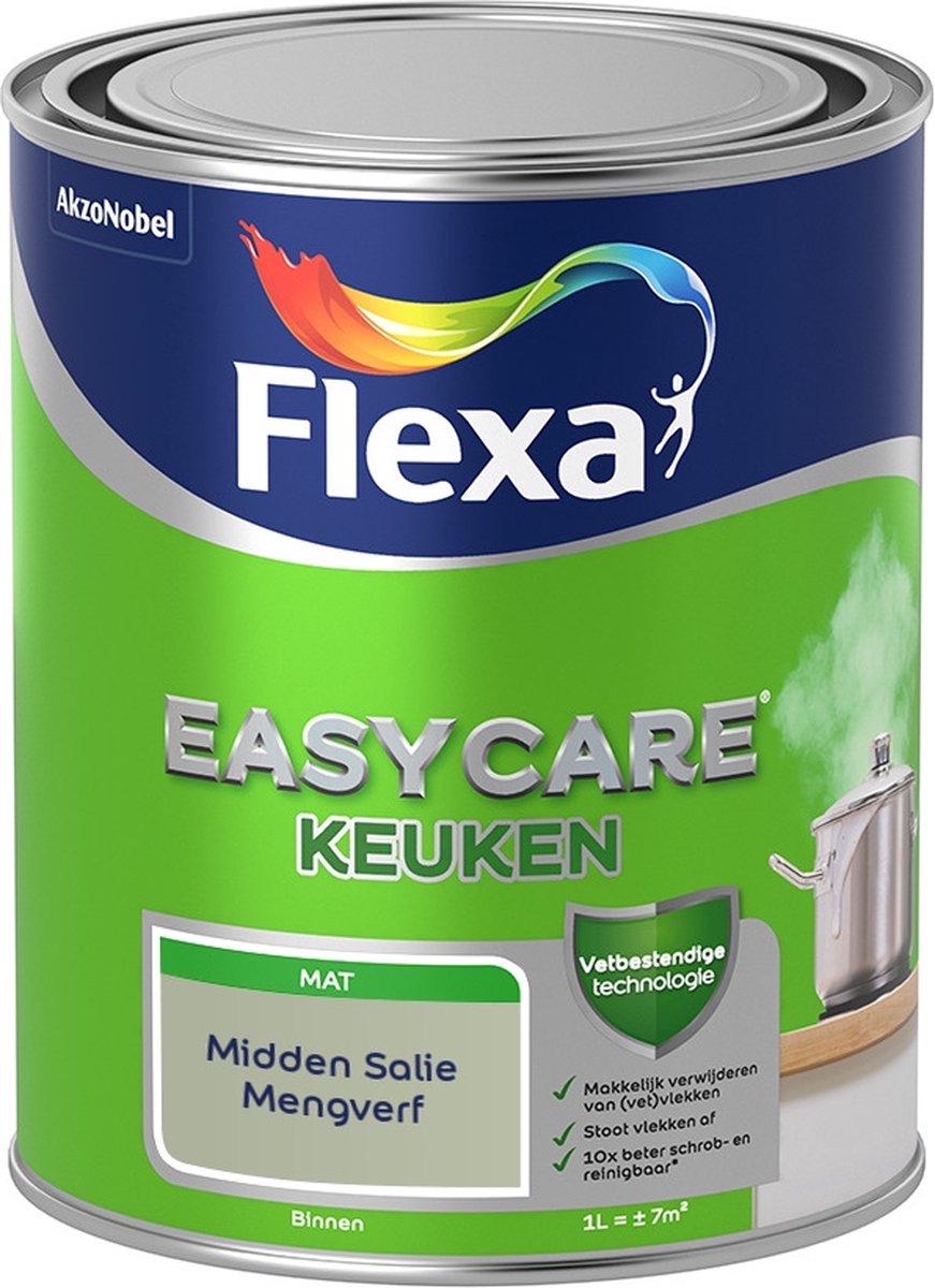 Flexa Easycare Muurverf - Keuken - Mat - Mengkleur - Midden Salie - 1 liter