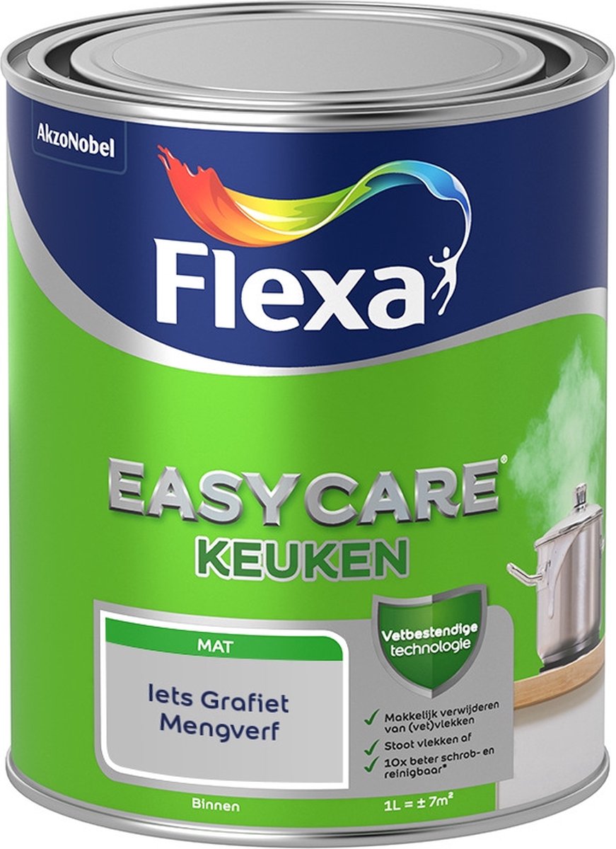 Flexa Easycare Muurverf - Keuken - Mat - Mengkleur - Iets Grafiet - 1 liter