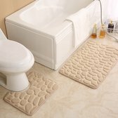 Ultrazachte Badmatset - Toiletmat Badkamer Mat Set - Badkamermat WC Pot Tapijt Kleed Met Uitsparing Voor Op de Badkamer & WC - Badmat Badtapijt Toilet Mat - Badkamerset Super Absor