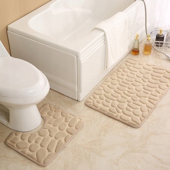 pakket pil Luidruchtig Ultrazachte Badmatset - Toiletmat Badkamer Mat Set - Badkamermat WC Pot  Tapijt Kleed... | bol.com