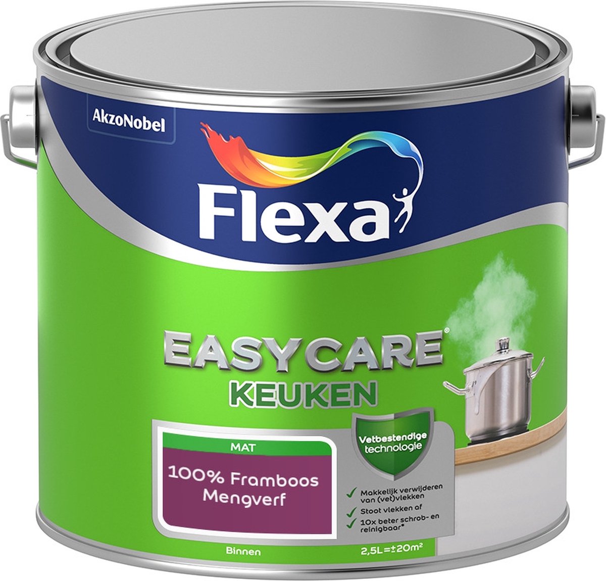 Flexa Easycare Muurverf - Keuken - Mat - Mengkleur - 100% Framboos - 2,5 liter