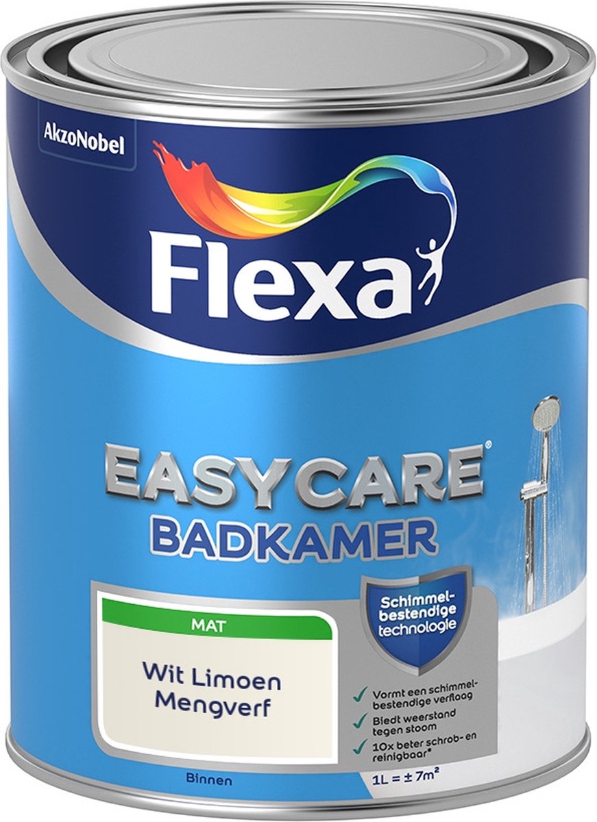 Flexa Easycare Muurverf - Badkamer - Mat - Mengkleur - Wit Limoen - 1 liter