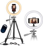 Pro Ring Light Model 3120 Met statief max. 136 cm & Bluetooth Afstandsbediening - Ring Lamp - Voor TikTok / Instagram / Youtube / Streaming - Studio lamp