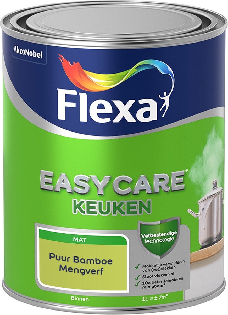 Flexa Easycare Muurverf - Keuken - Mat - Mengkleur - Puur Bamboe - 1 liter