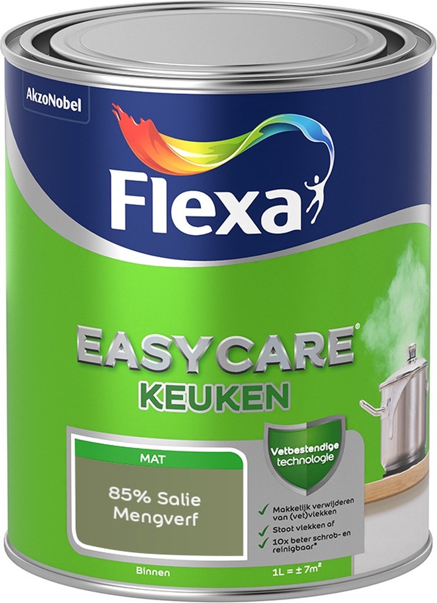 Flexa Easycare Muurverf - Keuken - Mat - Mengkleur - 85% Salie - 1 liter