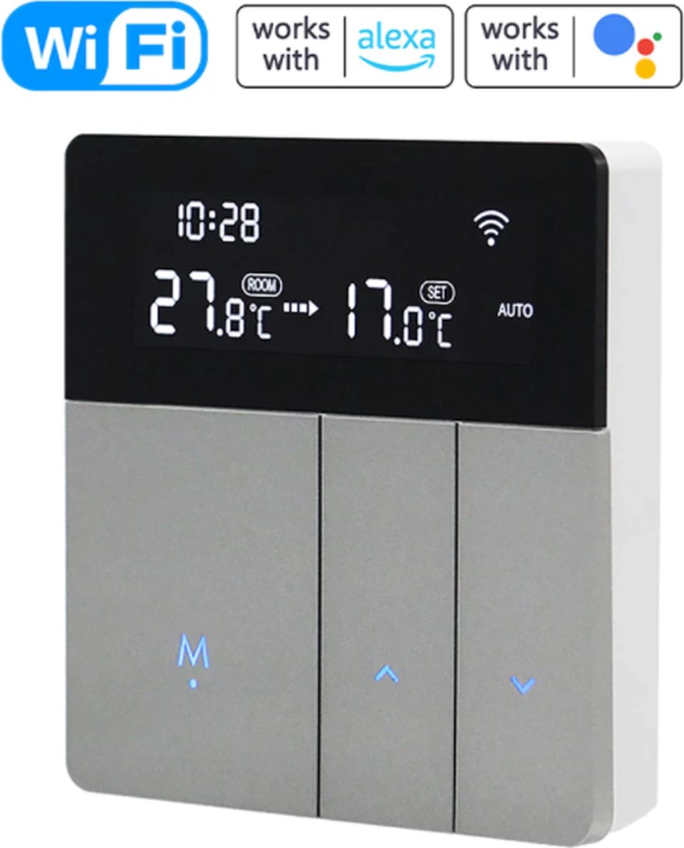 kleur Belichamen Verraad Digitale Thermostaat WiFi - met App - Temperatuurregelaar - voor CV -  Draadloos -... | bol.com