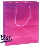 12st stevige draagtassen papier (16x19)+8cm | cadeautasje | zak | gift bag | verpakking | gedraaid koord greep