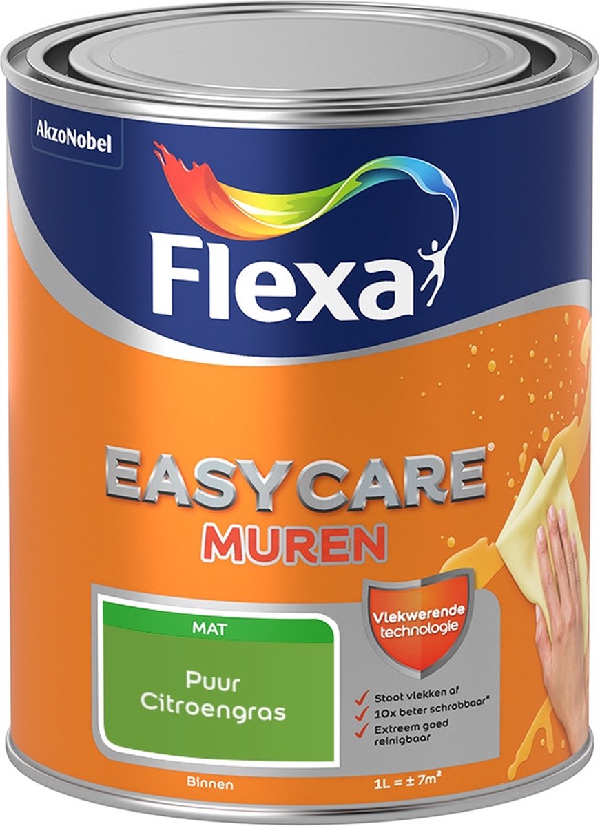 Flexa Easycare Muurverf - Mat - Mengkleur - Puur Citroengras - 1 liter