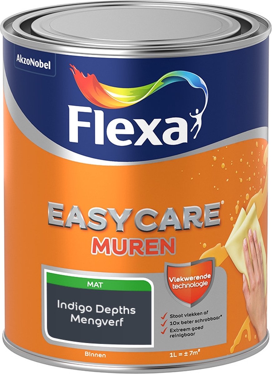 Flexa Easycare Muurverf - Mat - Mengkleur - Indigo Depths - 1 liter