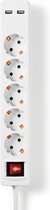 Nedis EXSO515UFSWT Stekkerdoos5-wegs Schuko 2x Usb 1,5 M Aan/uitknop Wit