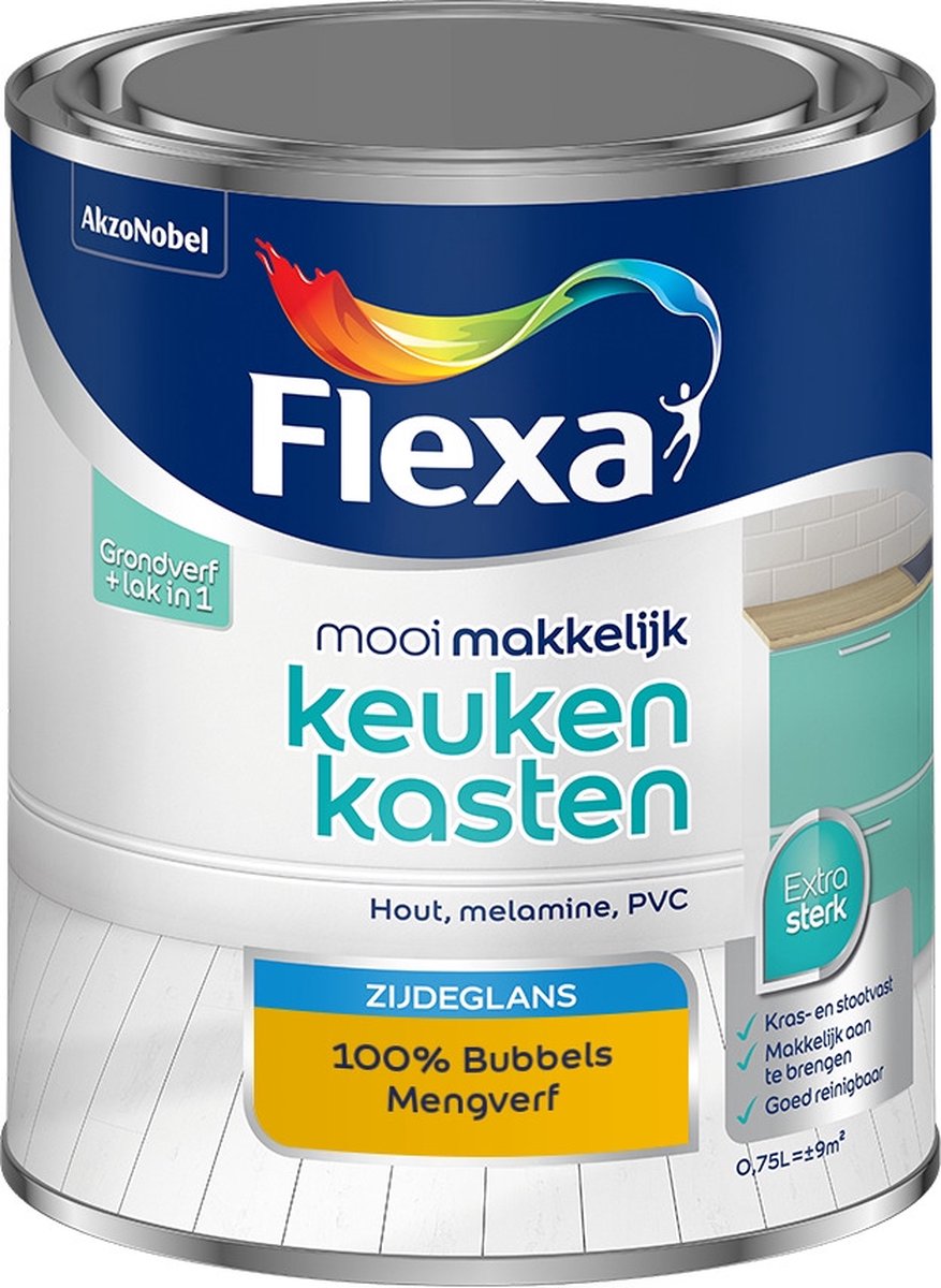 Flexa Mooi Makkelijk Verf - Keukenkasten - Mengkleur - 100% Bubbels - 750 ml