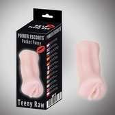 Power Escorts - Teeny Raw - Masturbator - Pocket Pussy - 14 cm - BR19 - beige - Masturbator voor mannen - Kunstvagina - Speeltje Voor Volwassenen - Realistische vagina - Seks speel