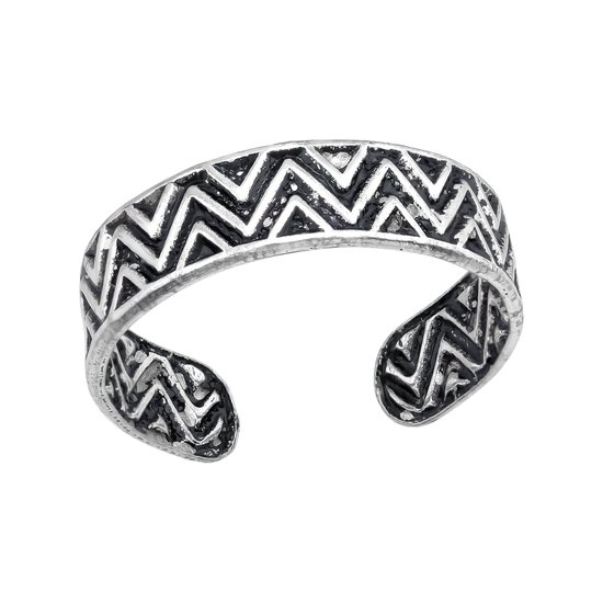 Zilveren teenring zigzag oxi | One size fits all - Toe Ring Adjustable | Zilverana | Sterling 925 Silver (Echt zilver)