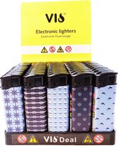 Klik aanstekers 50 stuks in tray navulbaar -met print - Vio deal electronic aansteker - Unilite lighters
