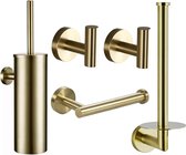 Toiletaccessoireset Goud 4-delig - Toiletborstelhouder - Toiletrolhouder - Reserverolhouder - Handdoekhaakjes - Gouden Toilet Accessoires Set