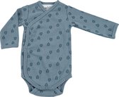 Lodger Baby Rompertjes Lange Mouw Maat 74 - Romper Rib - 100% Katoen - Jongen - 6-8 maanden - Handige Overslag - Drukknoopsluiting - Blauw