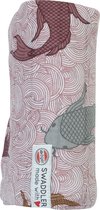 Lodger Hydrofiele doek Swaddler Empire Fish - Print/ Solid - Donkerroze - 120x120