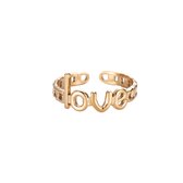 Ring – Gold plated – Roestvrij staal – Met tekst 'LOVE'– Verstelbaar – Feel Good Store – Goud