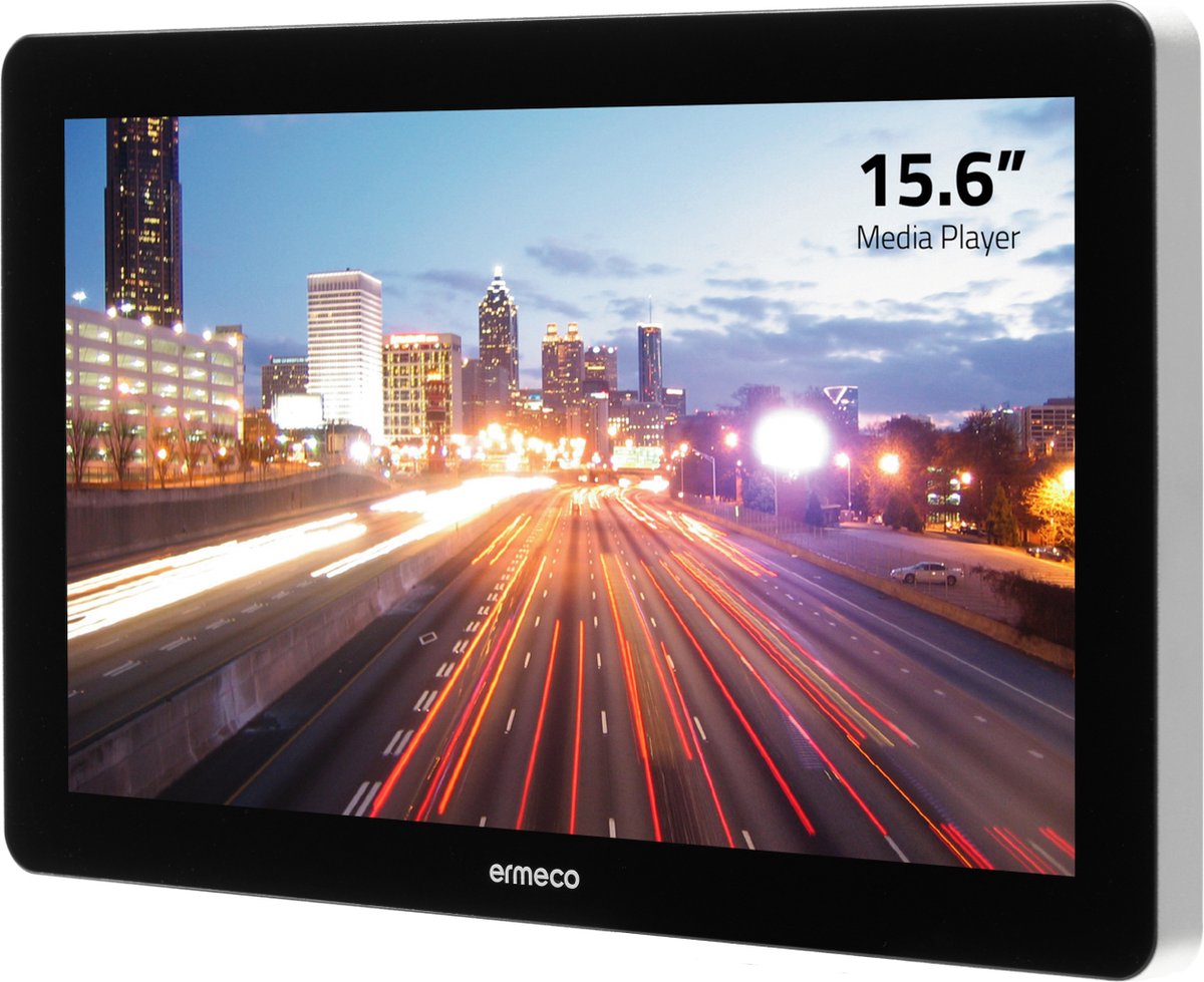 Ermeco MPD156 PRO 15,6 inch Professionele monitor met USB mediaplayer voor informatie en advertising doeleinden. 24/7 gebruik.