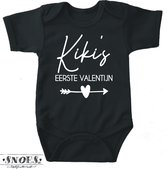 Baby Romper * Zwart Maat 56 * Eerste Valentijn * Gepersonaliseerd met Naam * Valentijns Cadeau Voor Hem / Voor Haar * Baby Valentijns cadeau * Kraam Cadeau Gepersonaliseerd