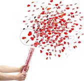 1x Hartjes confetti kanon - Valentijns verrassing - Romantisch - Confetti shooter hartjes 50 cm - Rood - Valentijn voor hem - Valentijn voor haar