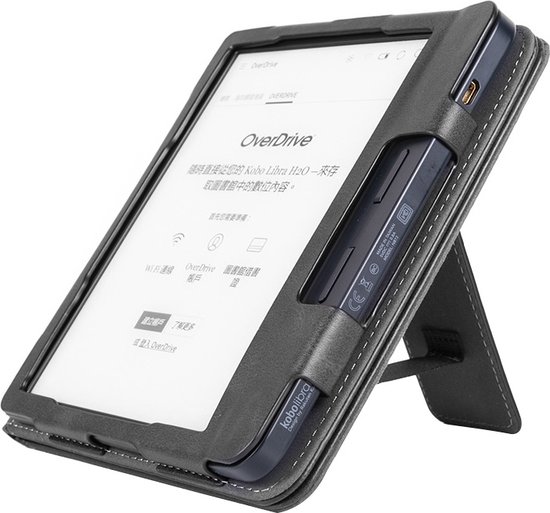 Lunso - Luxe sleepcover stand hoes - Geschikt voor Kobo Sage (8 inch) - Zwart van Lunso — afbeelding 5