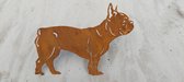 Franse Bulldog - Tuinbeeld - dierenbeeld - Cortenstaal - 42 x 54 -NL fabrikaat