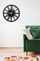 DFA Decorative - metalen wandklok industrieel - 48 cm diameter - zwart