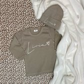 Baby set-met naam baby op de muts en shirt-2delig-sand-Maat 56