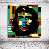 Pop Art Che Guevara Canvas - 120 x 120 cm - Canvasprint - Op dennenhouten kader - Geprint Schilderij - Popart Wanddecoratie