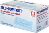 Medisch Mondmasker Med-Comfort Type IIR BLAUW wegwerp medische mondkapjes met oorlussen | EN14683:2019 | vloeistofbestendig chirurgisch mondmaskers 2R - 3 laags masker - 50 stuks Premium qual