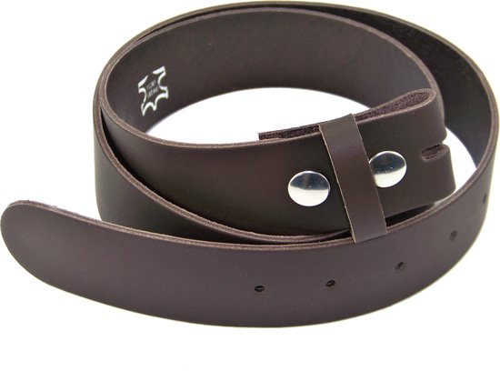 Ceinture de change en cuir sans boucle marron foncé tour de taille 95 cm. - longueur totale 110 cm.